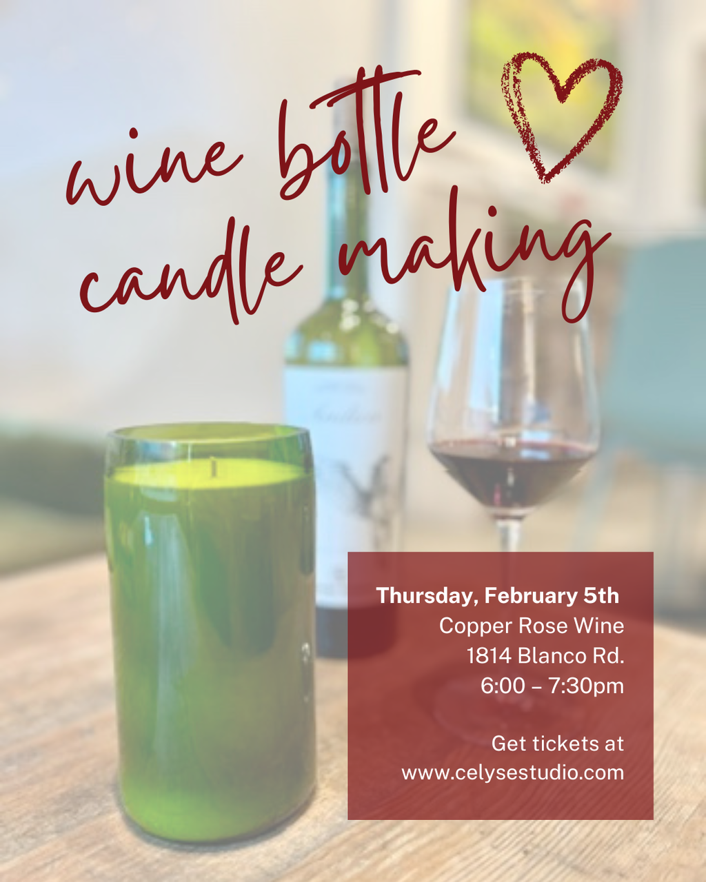 Wine Bottle Candle-Making Class at Copper Rose Wine